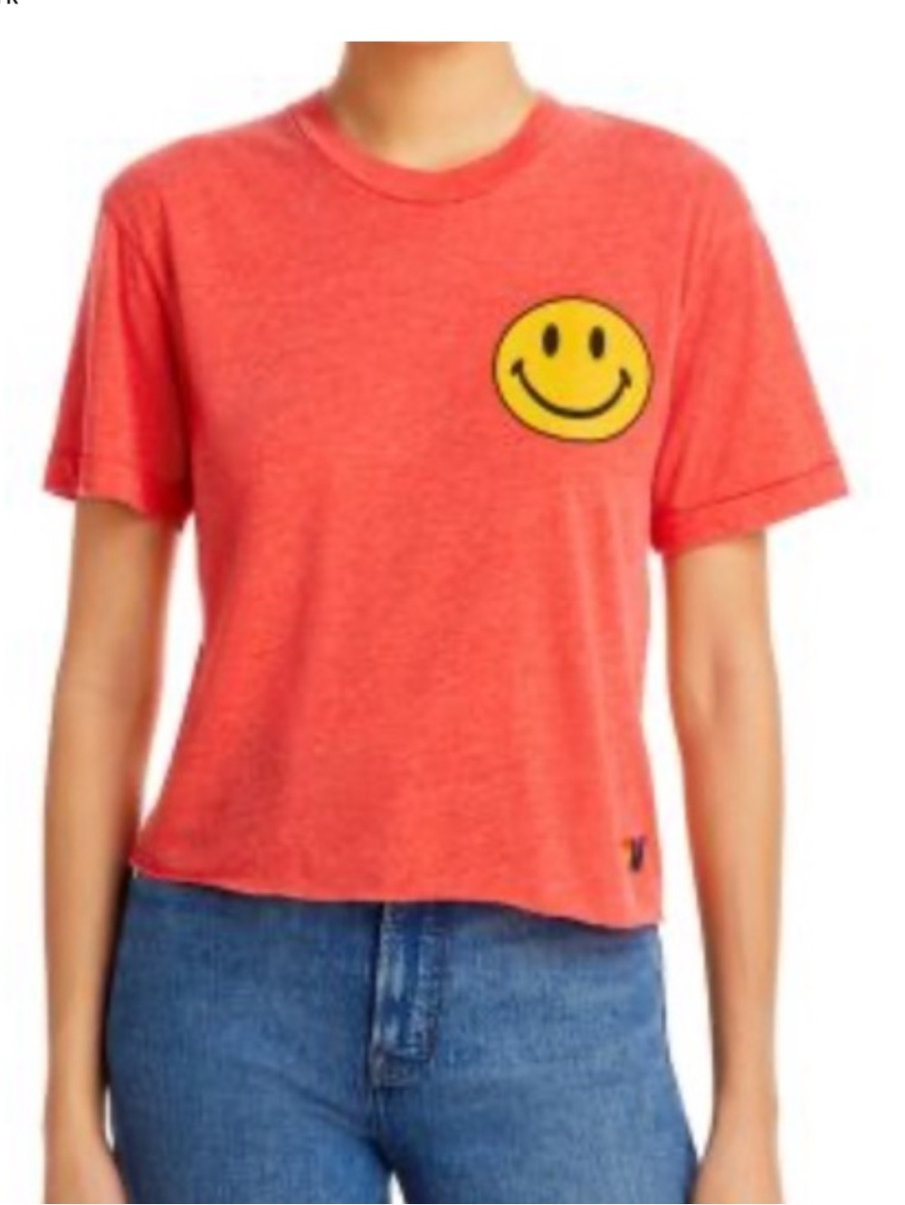 Aviator Nation Smiley boyfriend cropped t-shirt tee top sz XL